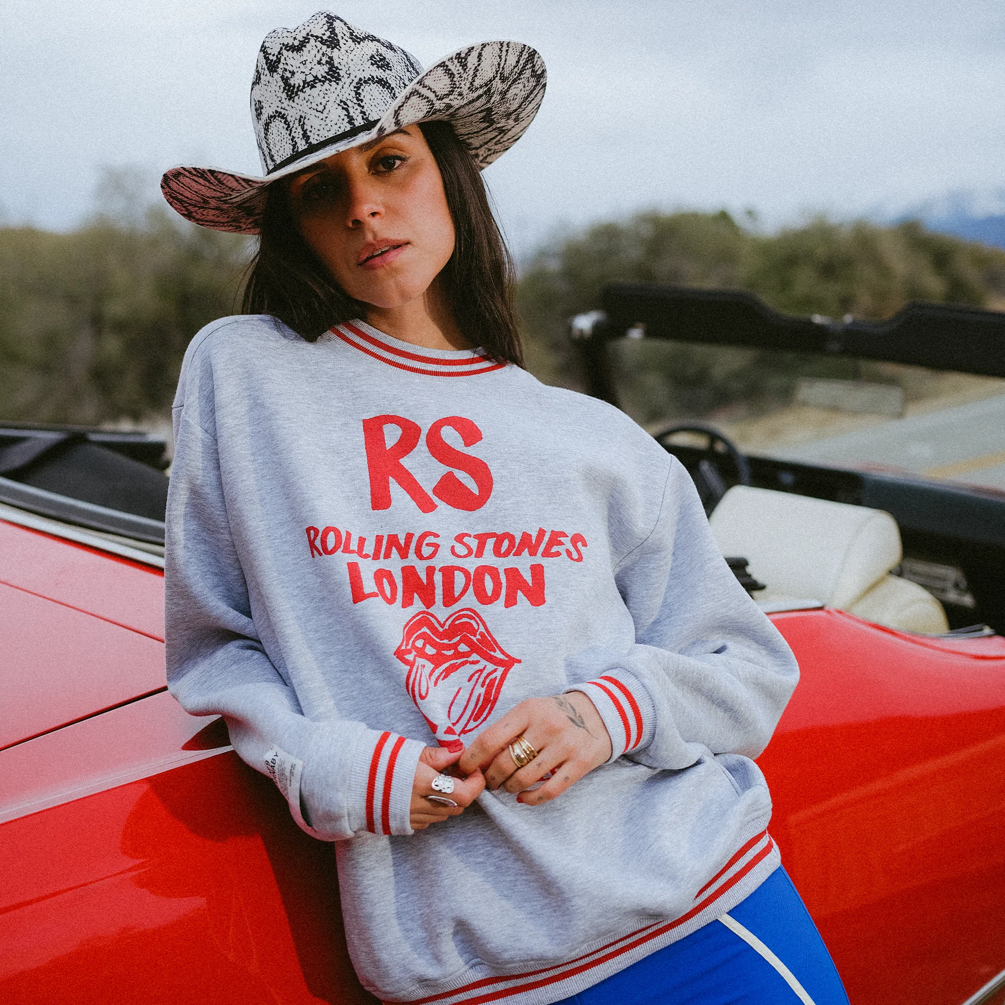 Retro Contrast Rib RS London Grey Crewneck Sweater - Image 6