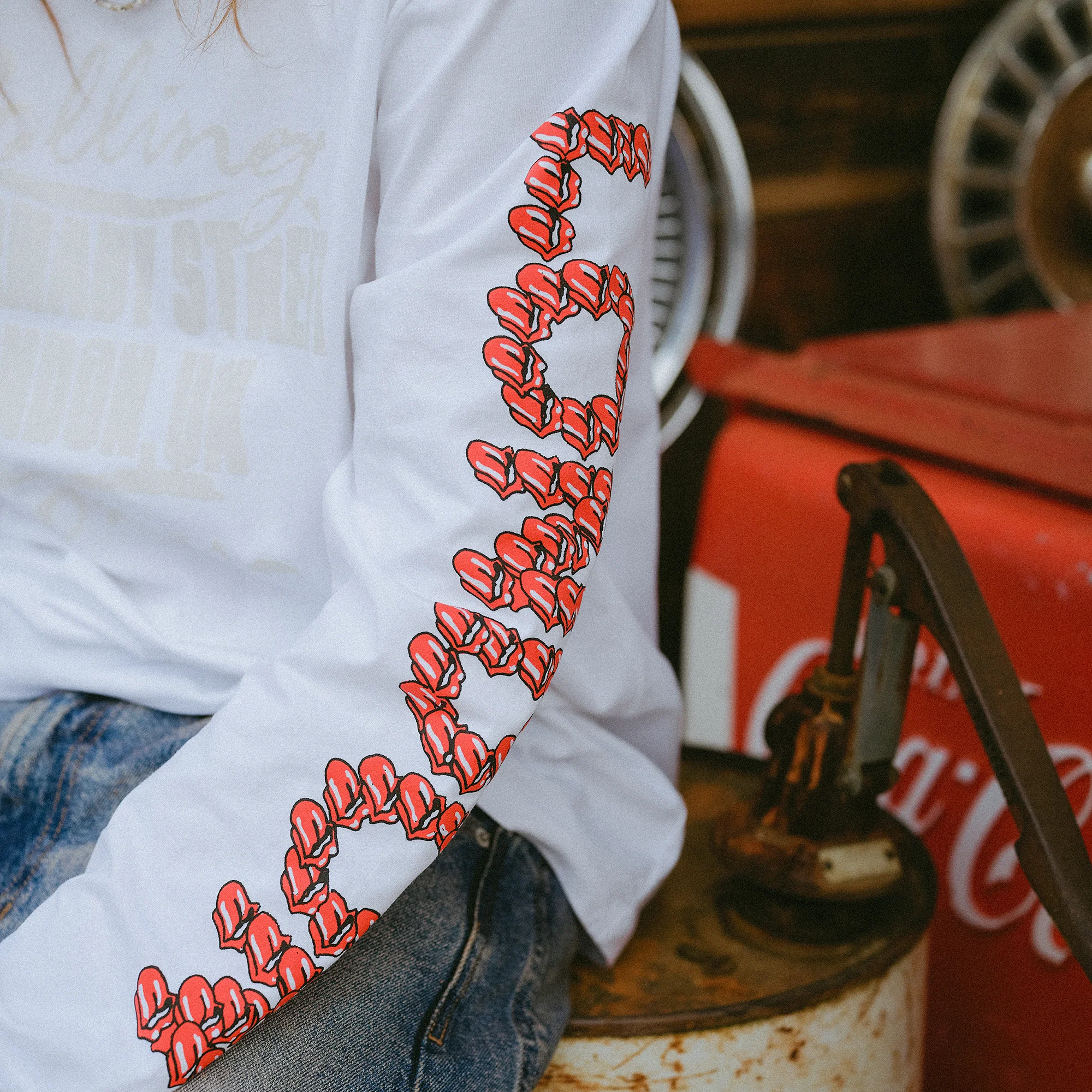 Rolling Stones Tonal 3D Print White Longsleeve T-Shirt - Image 11
