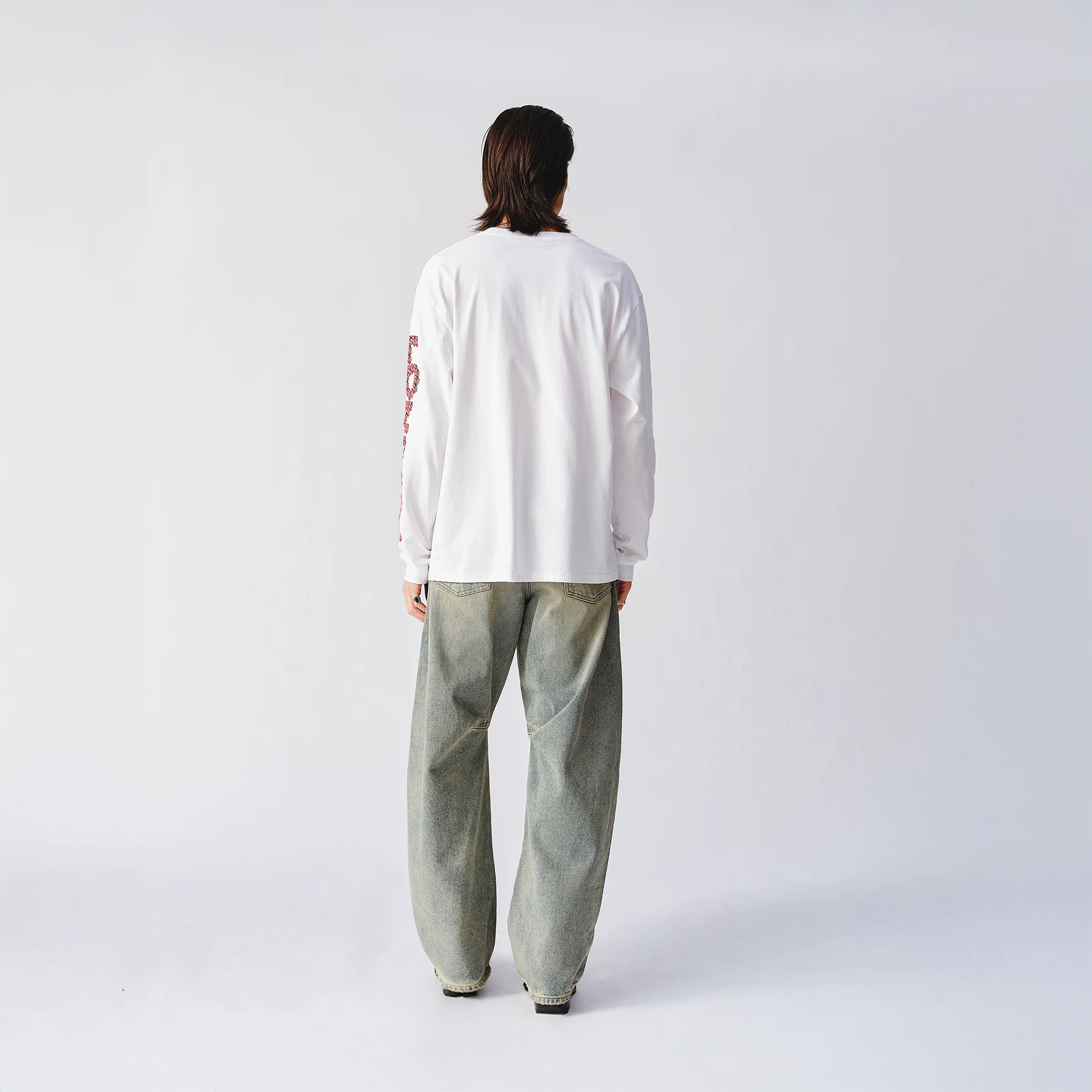Rolling Stones Tonal 3D Print White Longsleeve T-Shirt - Image 4