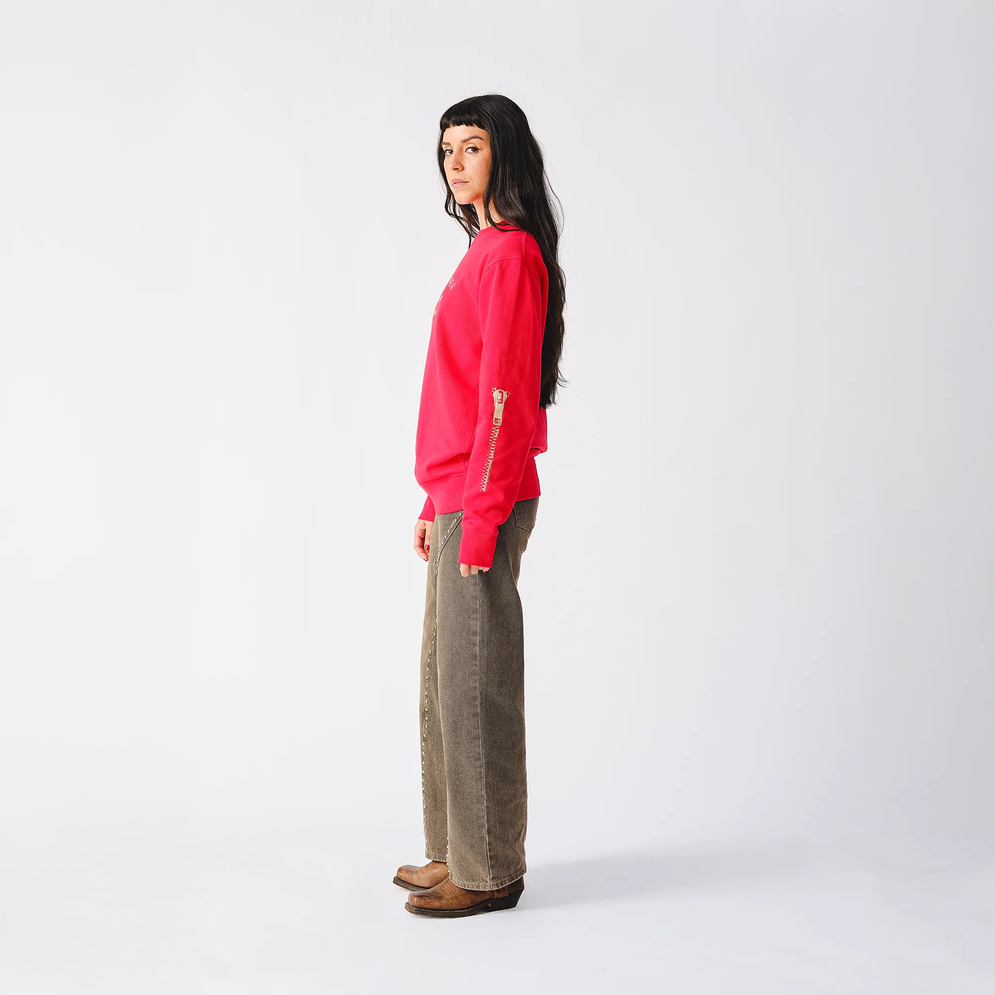 Rolling Stones Zipper Sleeve Red Crewneck Sweater - Image 3