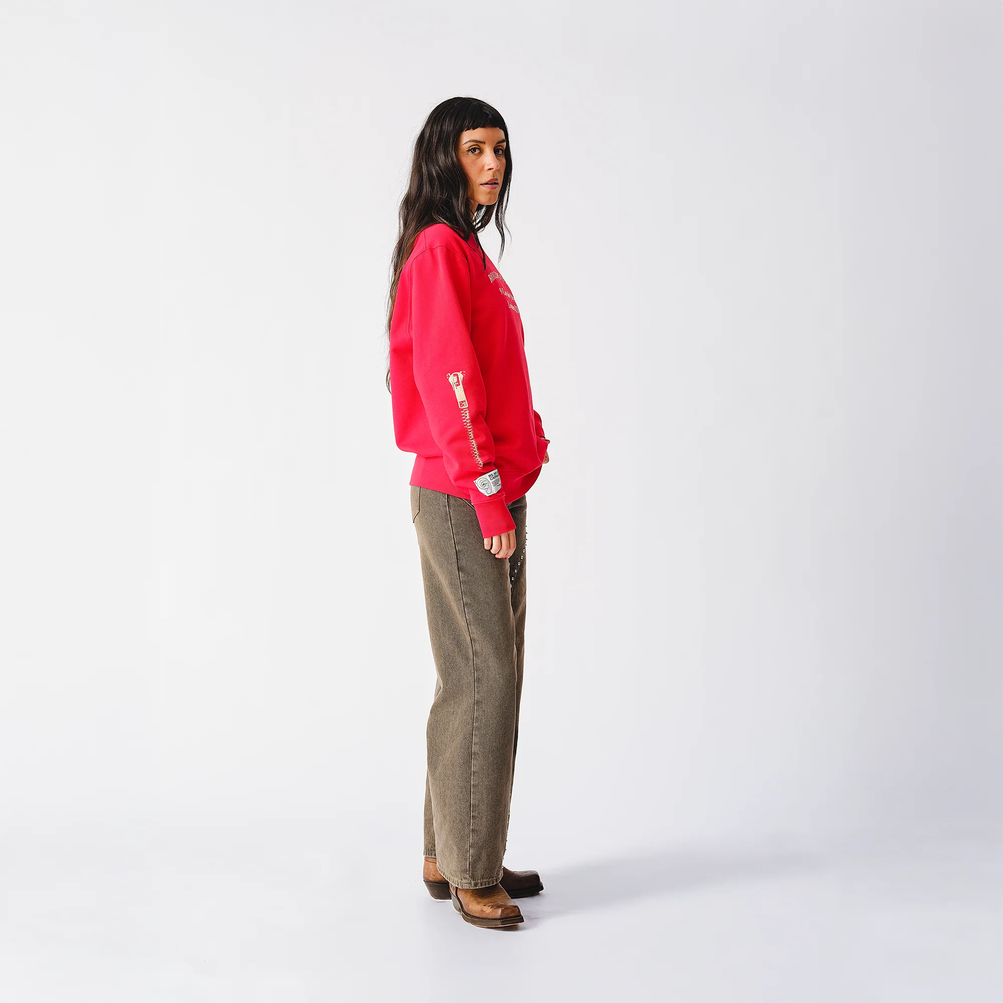 Rolling Stones Zipper Sleeve Red Crewneck Sweater - Image 5