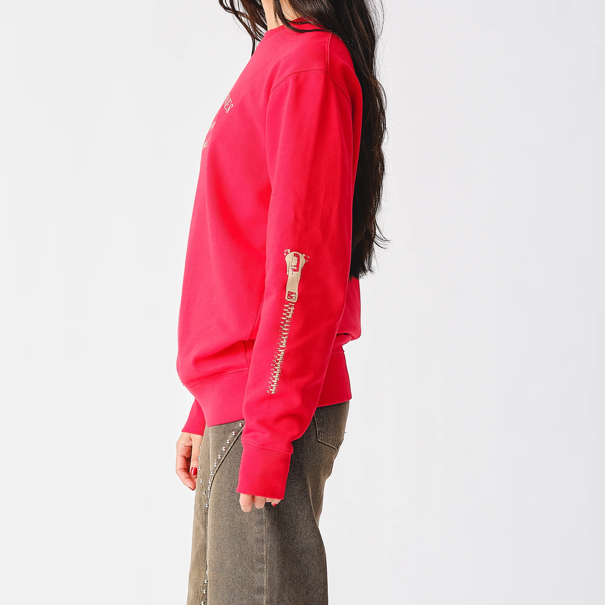 Rolling Stones Zipper Sleeve Red Crewneck Sweater - Image 6