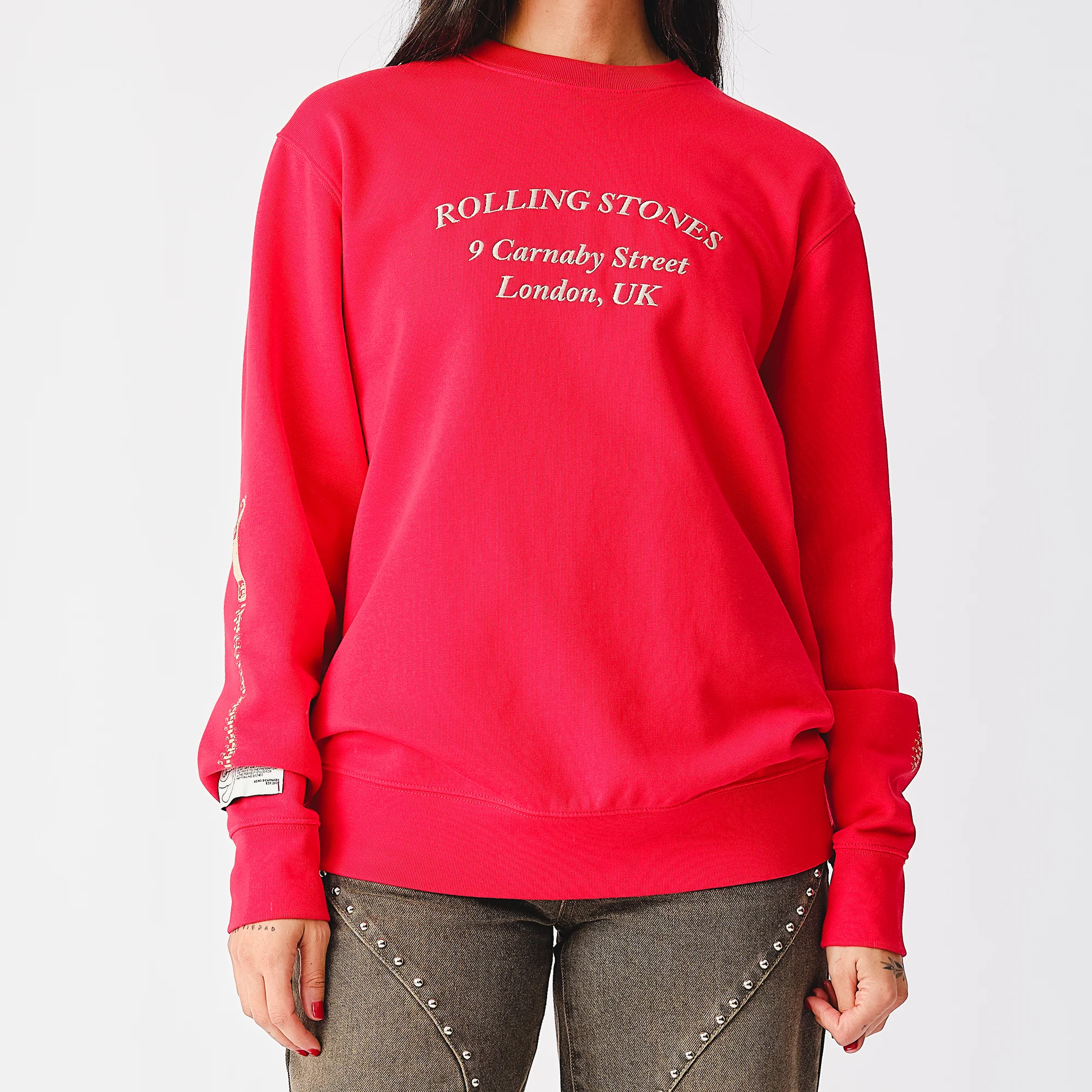 Rolling Stones Zipper Sleeve Red Crewneck Sweater - Image 7