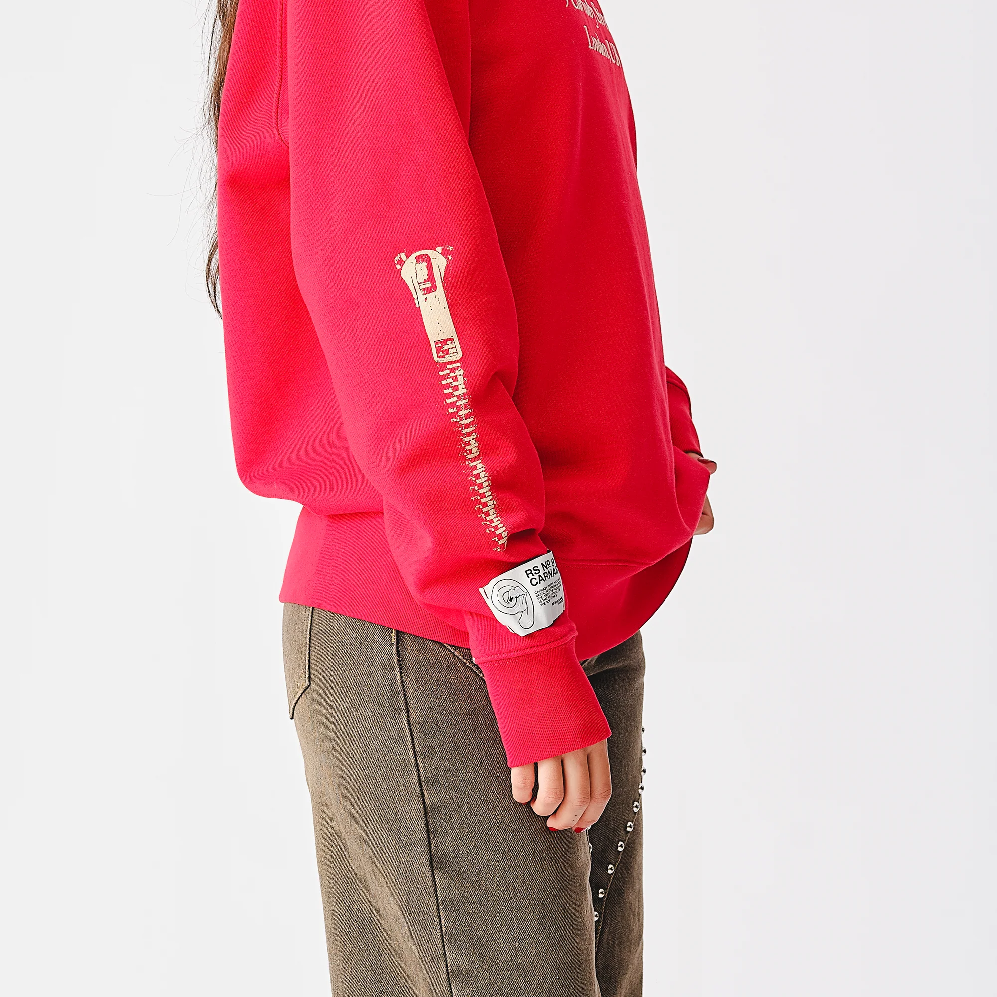 Rolling Stones Zipper Sleeve Red Crewneck Sweater - Image 8