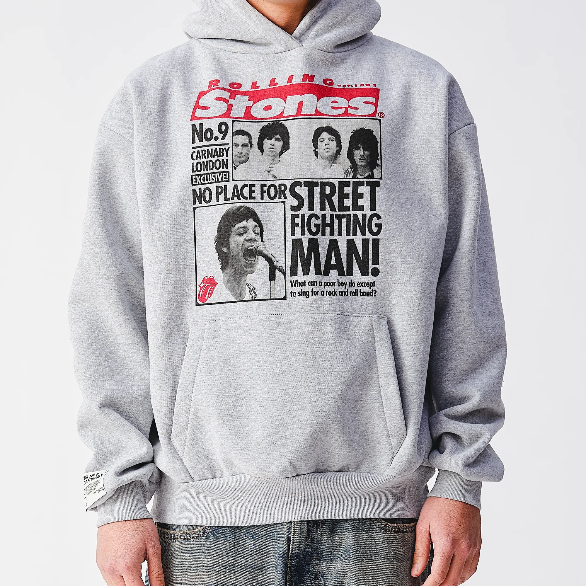 Street Fighting Man Newspaper Heather Grey Hoodie - Image 4