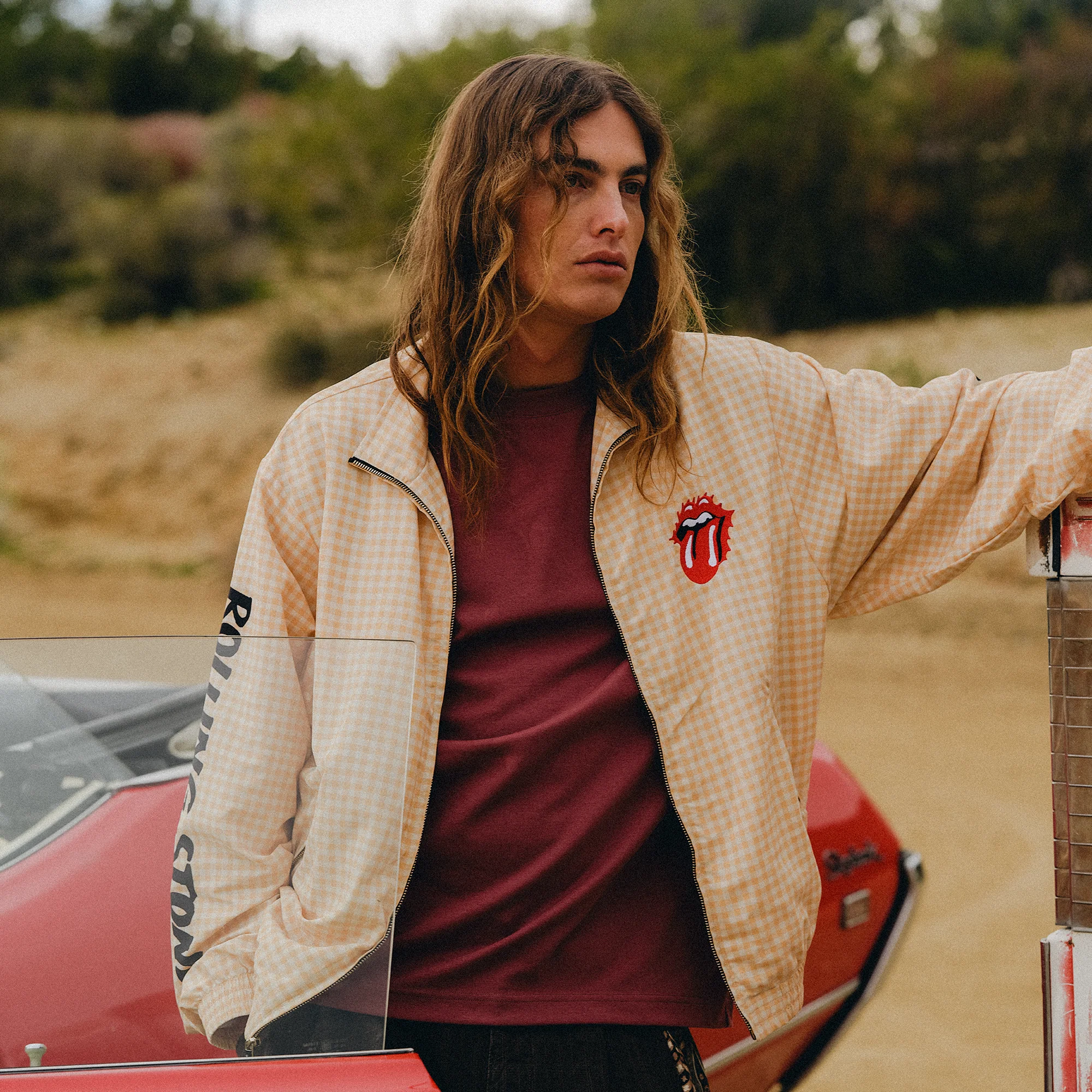 The Rolling Stones Natural Check Harrington Windbreaker Jacket - Image 10