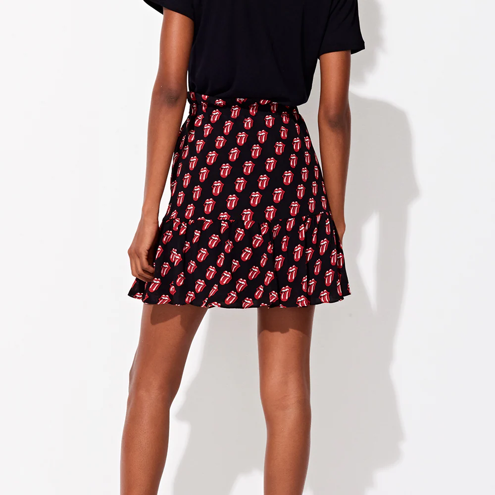 Triya x Stones Tongue Print Mini Silk Skirt - Image 5